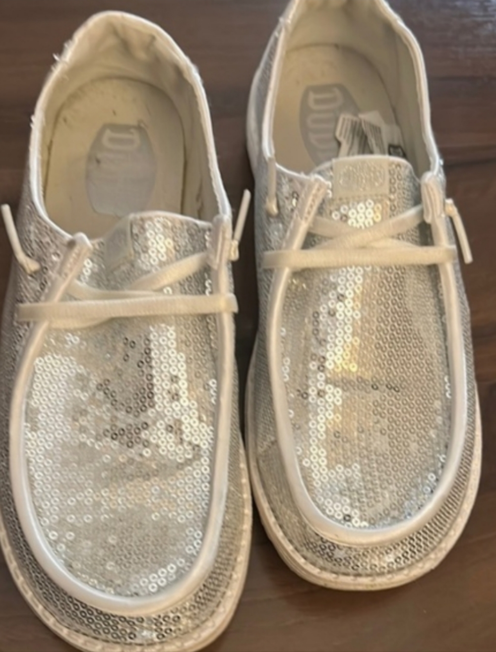 Hey Dudes Sequin Slip-On Sneakers - Silver